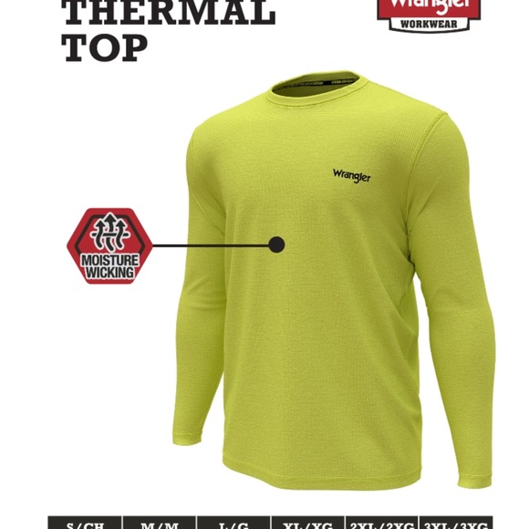 Wrangler Men’s Midweight Thermal Green Top - Picture 3 of 5